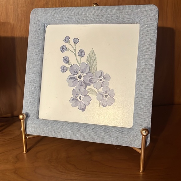 At Home Providence Blue & White Floral prints on Gold Easel - Set of 2 - Picture 6 of 9